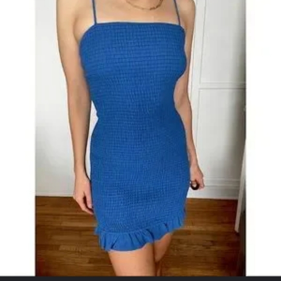 Storia Ribbed Mini Ruffle Mini Spaghetti Strap Dress - Picture 7 of 7